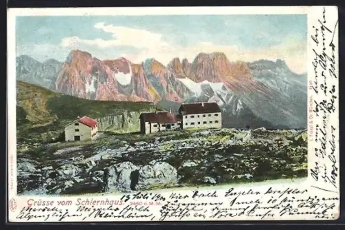 AK Schlernhaus gegen Rosengarten