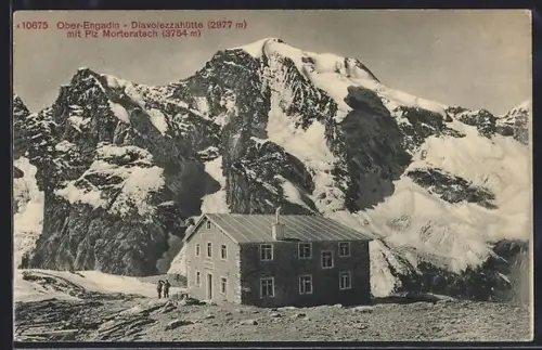 AK Diavolezzahütte mit Piz Morteratsch