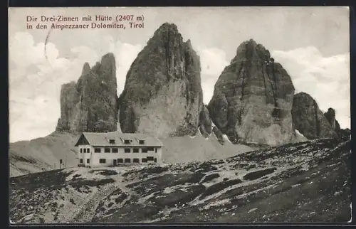 AK Drei Zinnen-Hütte, Partie in den Ampezzaner Dolomiten