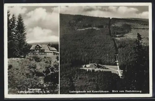 AK Ludwigsbaude mit Kemnitzkamm vom Hochsteinweg aus