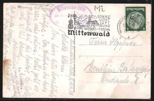 AK Mittenwalder-Hütte im Karwendel, Ansicht im Sommer