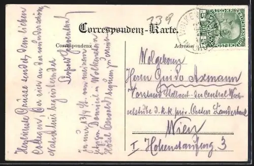 AK Regensburger Hütte mit den Geislerspitzen, Ansicht der Berghütte vor der Bergwand