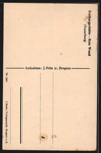 AK Freiburgerhütte /Vorarlberg, Blick auf die Rote Wand