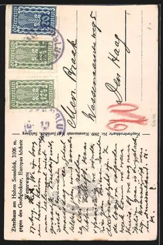 AK Zittelhaus am Hohen Sonnblick, Blick gegen den Grossglockner