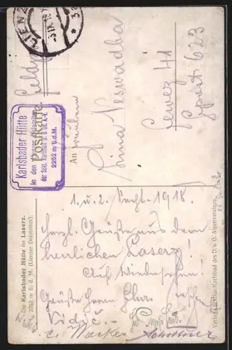 Künstler-AK Edward Theodore Compton: Karlsbader Hütte, Ansicht gegen die Berge