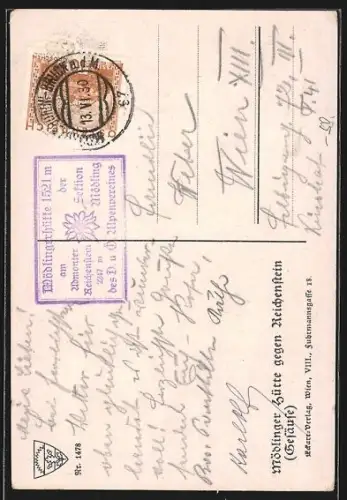 Künstler-AK Deutscher Schulverein NR. 1478, Bruno Hess: Mödlinger Brücke gegen Reichenstein (Gesäuse)