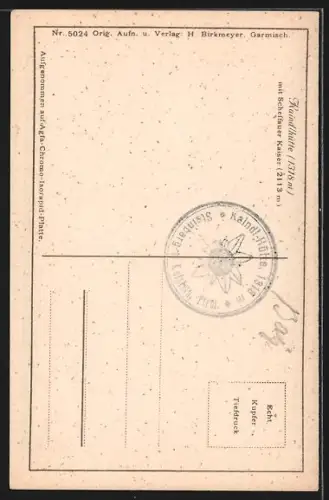 AK Kaindlhütte, Ansicht der Berghütte mit Scheffauer Kaiser