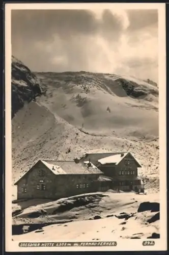 AK Dresdener Hütte, Gesamtansicht mit Schnee