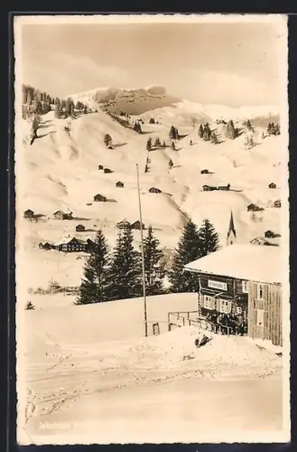 AK Jahnhütte /Hirschegg, Berghütte in winterlicher Landschaft
