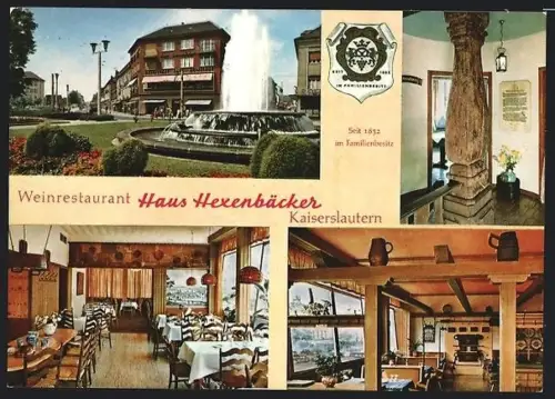 AK Kaiserslautern, Weinrestaurant Haus Hexenbäcker am Fackelrondell, Innenansichten