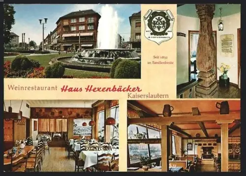 AK Kaiserslautern, Weinrestaurant Haus Hexenbäcker am Fackelrondell, Innenansichten