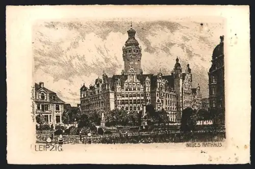 Künstler-AK Leipzig, Neues Rathaus