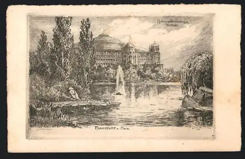 Künstler-AK Frankfurt-Westend, Hohenzollernanlage mit Festhalle