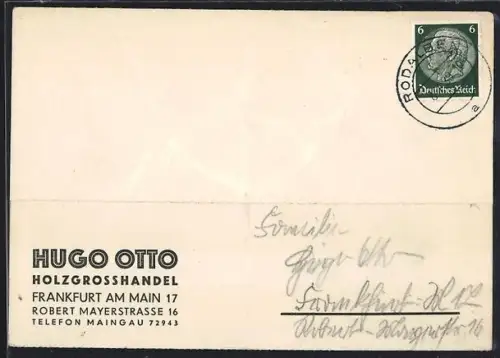 AK Frankfurt-Bockenheim, Holzgrosshandel Hugo Otto, Robert Mayerstrasse 16