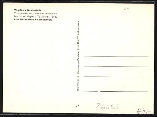 AK Westerstede, Fikensolterfeld, Cafe und Restaurant Vogelpark Westerstede, Spielplatz, Vögel