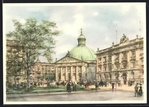 Künstler-AK Berlin, St. Hedwigs-Kathedrale am Opernplatz