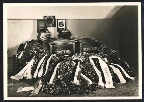 AK Sarkophage von Goethe und Schiller in der Fürstengruft zu Weimar