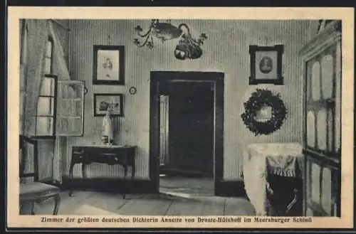 AK Zimmer der deutschen Dichterin Annette von Droste-Hülshoff im Meersburger Schloss