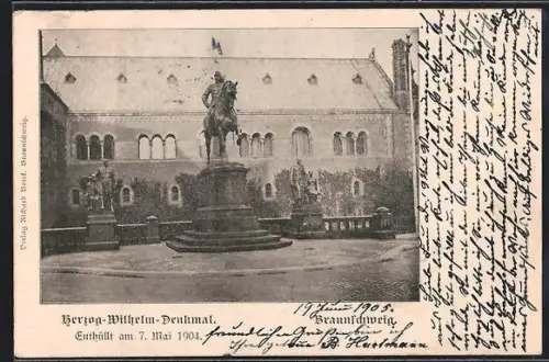 AK Braunschweig, Herzog-Wilhelm-Denkmal, Enthüllt 1904