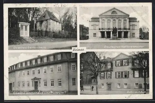 AK Weimar / Thüringen, Deutsches Nationaltheater, Goethe-Wohnhaus und Museum, Schillerhaus