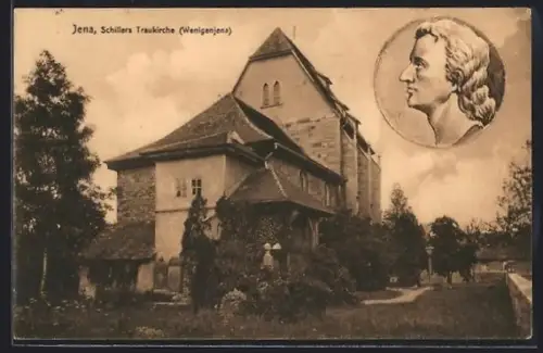 AK Jena, Schillers Traukirche Wenigenjena, Portrait