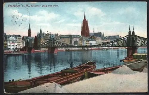 AK Alt-Frankfurt, Eiserner Steg mit Dom