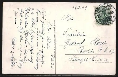 AK Alt-Frankfurt, Eiserner Steg mit Dom