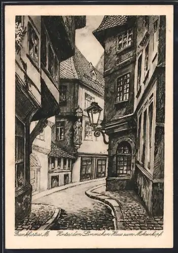 Künstler-AK Alt-Frankfurt, Hinter dem Lämmchen, Haus zum Mohrenkopf