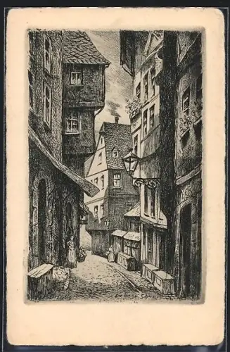 Künstler-AK Alt-Frankfurt, Die Lange Schirn