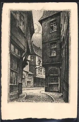 Künstler-AK Alt-Frankfurt, Hinter dem Lämmchen