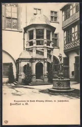 AK Alt-Frankfurt, Treppenturm im Hause Limpurg (Römer), 16. Jahrhundert