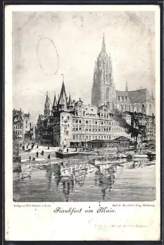 Lithographie Alt-Frankfurt, Altstadt und Dom