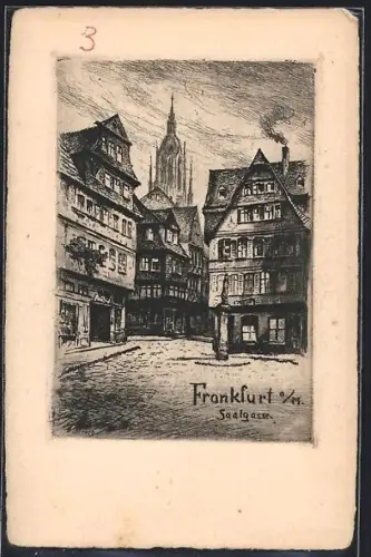 Künstler-AK Alt-Frankfurt, Saalgasse