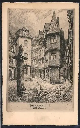 Künstler-AK Alt-Frankfurt, Goldhutgasse