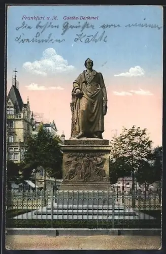 AK Frankfurt a. M., Goethe-Denkmal