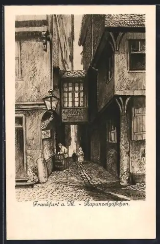 Künstler-AK Alt-Frankfurt, Rapunzelgässchen