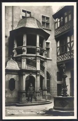 AK Frankfurt a. Main, Kaisertreppe, Merkurbrunnen, Im Römer