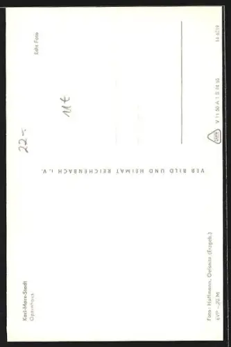 AK Karl-Marx-Stadt, Opernhaus mit Parkplatz bei Nacht