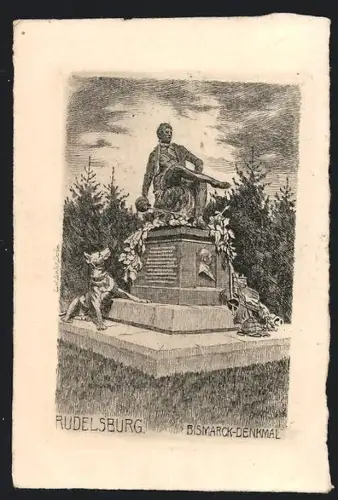 Künstler-AK Rudelsburg, Bismarck-Denkmal
