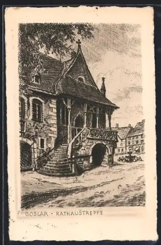 Künstler-AK Goslar, Rathaustreppe