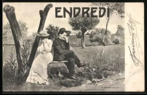 AK Vendredi, Unglückliches Paar sitzt am Buchstaben V