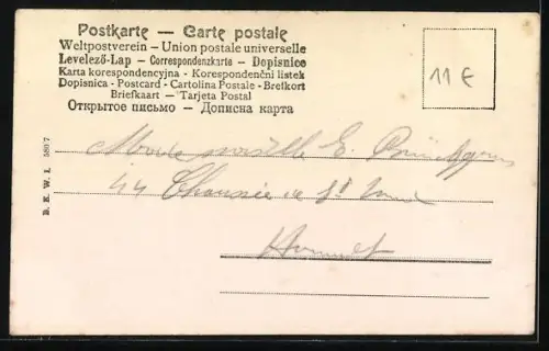 AK Allegorie zu Donnerstag mit dem Buchstaben J