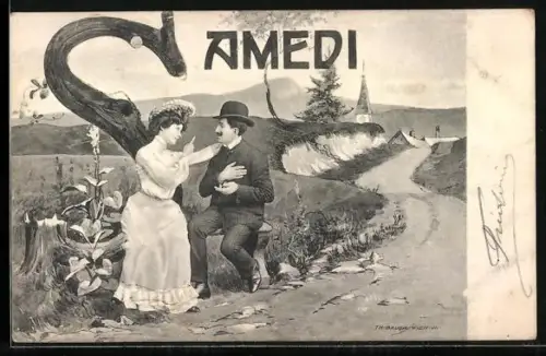 AK Samedi, Buchstabe S und junges Paar