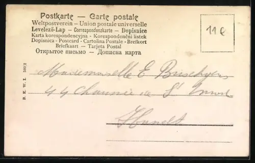 AK Dimanche, Buchstabe D aus Holz, Paar unterhält sich auf einer Bank