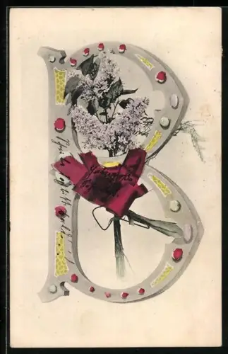 AK Blütenzweig im Buchstaben B