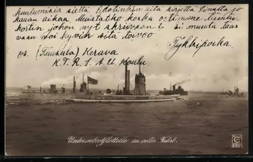 AK U-Boote und Torpedoboot auf dem Marsch