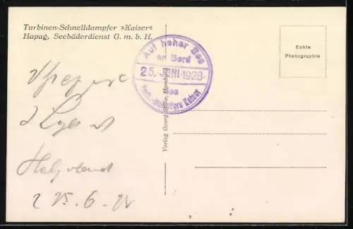 AK Turbinenschnelldampfer Kaiser vom Hapag-Seebäderdienst, Passagierschiff
