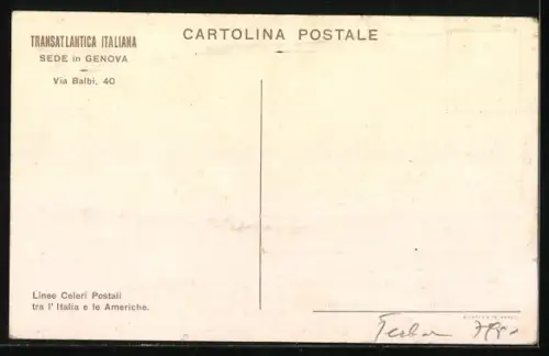 AK Piroscafo Dante Alighieri, Passagierschiff