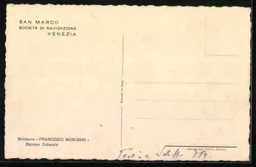 AK Venezia, Passagierschiff Francesco Morosini der Reederei San Marco auf dem offenen Meer