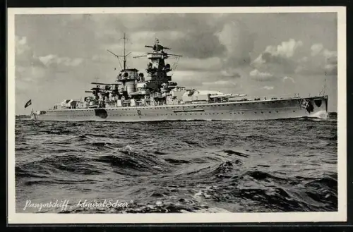 AK Panzerschiff Admiral Scheer der Kriegsmarine in Fahrt